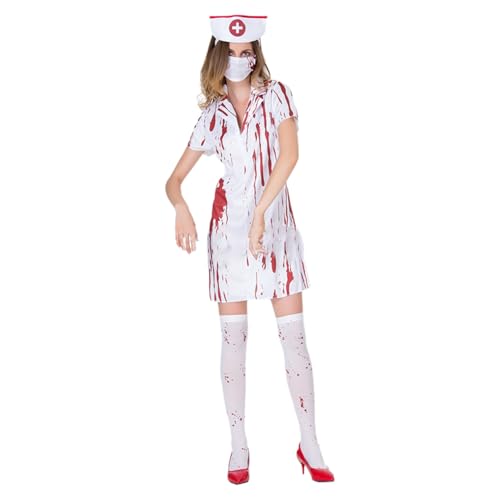 LCpddajlspig Halloween Kostüm Damen Gruselig: Krankenschwester Kostüm Horror Halloween Zombie Blutige Cosplay Karneval Mottoparty LCpddajlspig Halloween Kostüm Damen Gruselig: Krankenschwester Kostüm Horror Halloween Zombie Blutige Cosplay Karneval Mottoparty von LCpddajlspig
