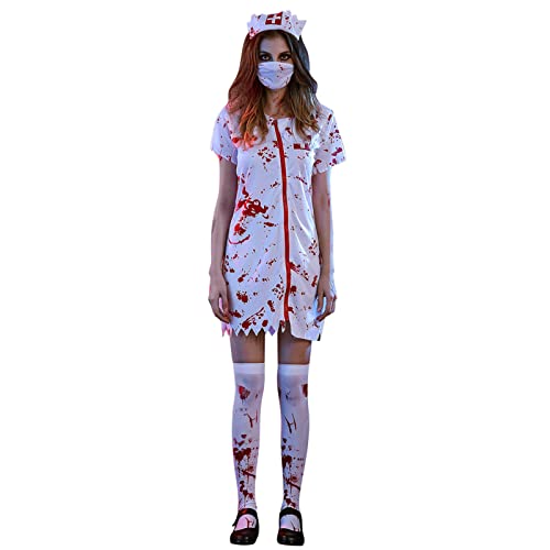 LCpddajlspig Halloween Kostüm Damen Gruselig: Krankenschwester Kostüm Horror Halloween Zombie Blutige Cosplay Karneval Mottoparty LCpddajlspig Halloween Kostüm Damen Gruselig: Krankenschwester Kostüm Horror Halloween Zombie Blutige Cosplay Karneval Mottoparty von LCpddajlspig