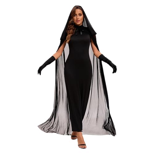 LCpddajlspig Halloween Kostüm Damen Halloween Scream Kostüm Blutsauger Vampir Kostüm Horror Hexenkostüm Karneval Maleficent Kostüm Cosplay Mottoparty Vampir Lange Kleid Gruselig Karneval Mottoparty von LCpddajlspig