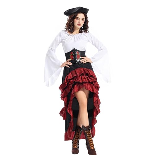 LCpddajlspig Halloween kostüm Damen, Halloween kostüm Piratenkostüm Piraten Rock Piraten Kostüm Cosplay Kostüm Piratenkleid Faschingskostüme Mottoparty Kostüme Piratenbraut Festival Kleid von LCpddajlspig