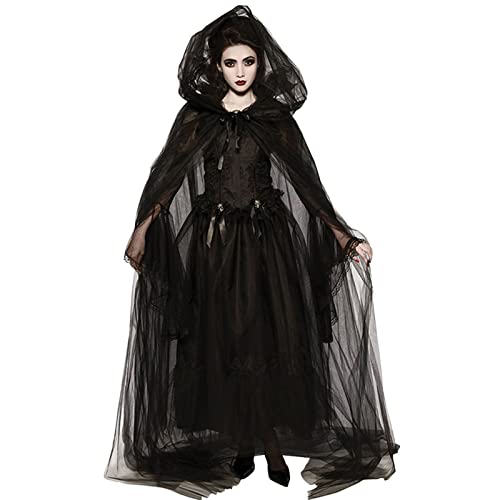 LCpddajlspig Hexenkostüm Damen Halloween Gothic Kleid Halloween Kostüm Vampir Kostüm Halloween Kleid Gruselig Black Witch Kostüm Maleficent Kostüm Hexen Kostüm Faschingskostüme Karneval Kostüm von LCpddajlspig