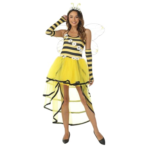 LCpddajlspig Karneval Kostüm Damen, Bienenkostüm Erwachsene, Kostüm Damen Fasching, Pailletten, Glitzer Outfit, Festliches Outfit, Angebote, Fliegende Schmetterlinge, Party Outfit, von LCpddajlspig