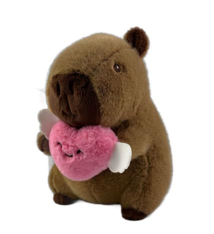 LDDYKZY Capybara Plüsch Spielzeug 25cm Capybara Plüsch Spielzeug mit Liebe Herz Realistische Weiche Gefüllte Tier Meerschweinchen Spielzeug Plüsch Spielzeug Geschenke Kinder Jungen Mädchen Geburtstag von LDDYKZY