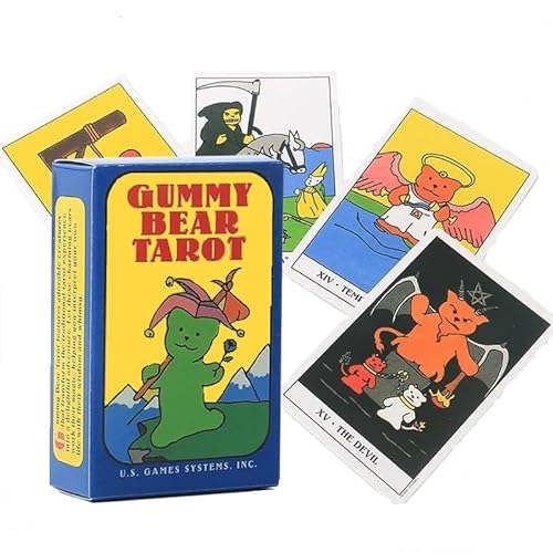 Tarot Karten, 78 PiecesTarotkarten Karten, Gummy Bear Tarot Deck, 78 Tarotkarten für Anfänger, Tarot Deck mit einzigartigen Designs, Farbiges Kästchen für Partyspiele Kartenspiele, Party Brettspiel von LDDYKZY