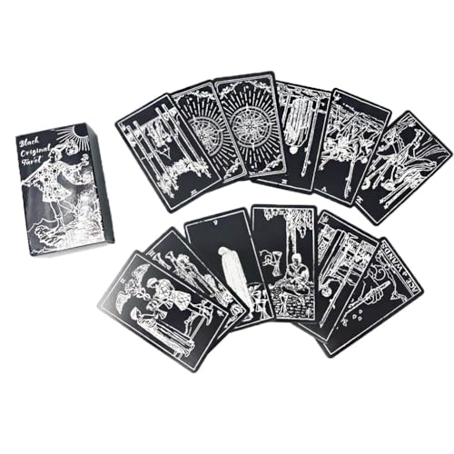 LDDYKZY Tarotkarten Brettspiel, Schwarz Tarotkarten, Tarot Deck Set, Klassisches Tarot Deck, Standard Spielkarten Decks, 78 Karten Schwarz Tarot für Anfänger, Original Tarotkarten für Anfänger von LDDYKZY