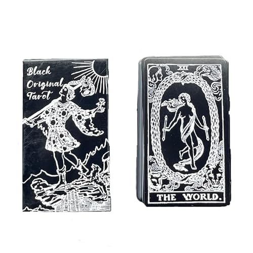 LDDYKZY Tarotkarten Brettspiel, Schwarz Tarotkarten, Tarot Deck Set, Klassisches Tarot Deck, Standard Spielkarten Decks, 78 Karten Schwarz Tarot für Anfänger, Original Tarotkarten für Anfänger von LDDYKZY