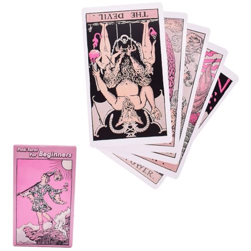 LDDYKZY Tarot Karten, 78 Tarot Cards, Rosa Tarotkarten, Tarotkarten für Anfänger, Tarot Karten Set Geeignet für Anfänger erfahrene Spieler, für Anfänger Holographisch Tarotkarten Schicksals von LDDYKZY