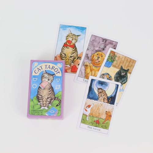 Tarotkarten für Anfänger, 78 Stück Tarot Karten Set Tarot Cards, Vintage Brettspiele, Familienparty Spaß Anfänger, Tarot Karten für Partyspiele Kartenspiele, Katze Tarotkarten von LDDYKZY