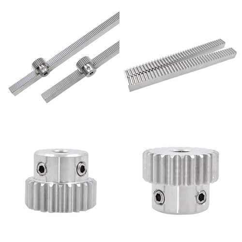 LDHNFBYV 1 Set 304 Stainless Steel Rack Rail Spur Gear Straight Rack 1 Module 20 Teeth Hole 6-10mm Pinion CNC Parts(1M10x10-0.5m,1M20T-hole-10) von LDHNFBYV