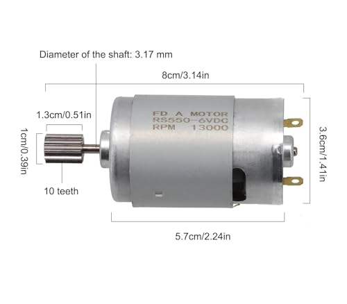 LDHNFBYV Kinder Elektroauto DC Motor Kinder Aufsitzauto Hochgeschwindigkeitsmotor Spielzeugauto Motor 550 RS390 RS380 12V 6V DL555 24V 10 Zähne(380 12V 5600RPM) von LDHNFBYV