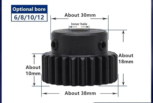 LDHNFBYV Stirnradgetriebe 1 Modul 36 Zähne 1M36T Geschwärztes Ritzelmotor-Metallnabengetriebe for CNC-Getriebeteile(1m36T,Hole 10) von LDHNFBYV