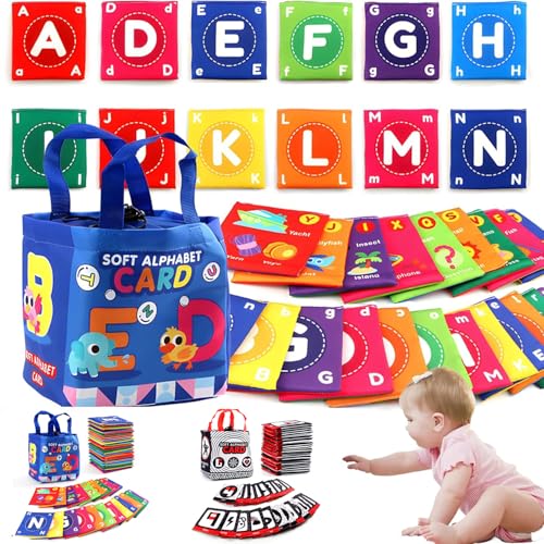 Alphabetische Stoffplättchen for Kleinkinder, Aufklärungsbuch for die frühe Kindheit, weiche Alphabetkarten, Stoffalphabetplättchen, kreative weiche Alphabet-Lernkarten for Kleinkinder, Kinder, Jungen von LDLTEGRM