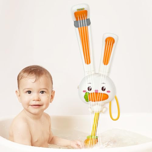 Baby Badespielzeug, Kaninchen mit Duschköpfen Elektrische Badewanne Wasser Spray Spielzeug für Baby Kinder 3 4 5 6 Jahre, Geburtstagsgeschenke für Kleinkinder Jungen Mädchen von LDUMODUW