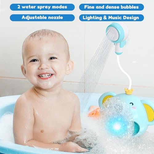 Badewannenspielzeug ab 1 2 3 4 Jahr,Badespielzeug ab 1 2 3 4 Jahr,Seifenblasenmaschine mit Musik Dusche Kopf LED Spielzeug ab 1 2 3 Jahr Mädchen Junge,Badespielzeug Baby ab 18 Monate Baby Bath Toy von LDUMODUW