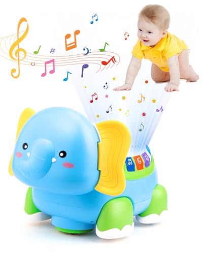 LDUMODUW Baby Spielzeug 6 Monate 1 Jahr, Spielzeug ab 6 Monate, Spielzeug ab 1 Jahr, Krabbe Baby Spielzeug mit Musik und Projektor, Babyspielzeug ab 6 9 Monate, Krabbelspielzeug Baby Geschenk von LDUMODUW