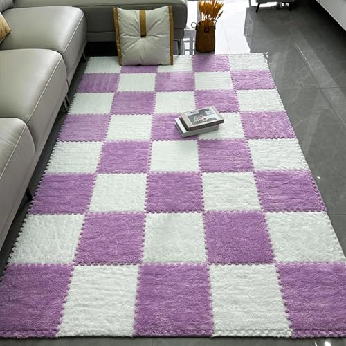 0,39 Zoll Dicke Bodenmatten aus Schaumstoff, Stoßabsorbierende und rutschfeste Eva-Matten für Training, Yoga und Kinderspielbereiche(Purple+White,100 pces) von LDZDGD