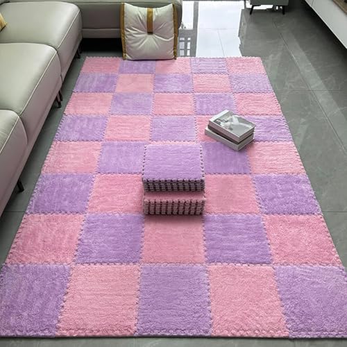 0,39 Zoll Dicke Bodenmatten aus Schaumstoff, Stoßabsorbierende und rutschfeste Eva-Matten für Training, Yoga und Kinderspielbereiche(Purple+pink,100 pces) von LDZDGD