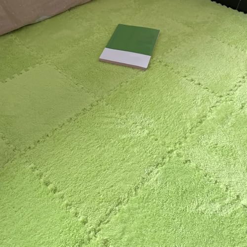 Bodenmatte aus Weichem Puzzle-Schaumstoff, 0,39 Zoll Dicke, Ineinandergreifende Teppichfliesen für Schlafzimmer, Wohnzimmer, Spielzimmer – rutschfest und Waschbar(Grass Green,50 pces) von LDZDGD