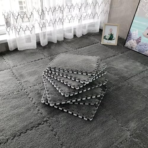 Plüschiger Schaumstoffboden, Ineinandergreifende Eva-Puzzlematten, Weich und rutschfest, Waschbar, Perfekt für Training, Yoga und Kinderspielzimmer.(Dark Gray,12 pces) von LDZDGD