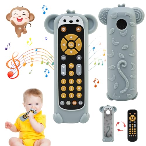 LEADSTAR Baby TV Fernbedienung Spielzeug,Musikspielzeug mit Licht und Silikon Beißring Abdeckung,Sensorisches Frühes Pädagogisches Geschenk für ab 6 9 12 18 Monate Jungen und Mädchen von LEADSTAR