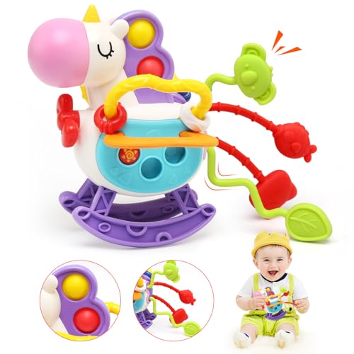 LEADSTAR Einhorn Sensorisches Baby Spielzeug 12–18 Monate, Montessori Spielzeug ab 1 Jahr, UFO Silikon Zugschnur Spielzeug für Babys in Lebensmittelqualität Feinmotorik Aktivitäts Spielzeug Geschenk von LEADSTAR