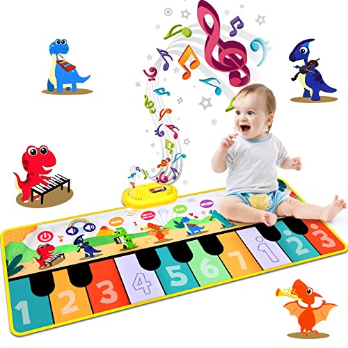 LEADSTAR Klaviermatte,Baby Dinosaurier-Muster Tanzmatte,Klaviertastatur,Keyboard Musikmatte Tanzmatten,Lustige Geschenke für Kinder 1 2 3 4 5 Jahre,100 x 36 cm von LEADSTAR