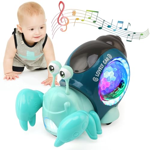 LEADSTAR Krabbe Baby Spielzeug ab 6 Monate - 3 Jahre, Tummy Time Toys Krabbe Baby Spielzeug, Automatisch Vermeiden Hindernis Musikalische Krabbelspielzeug LED-Leuchten Geschenk Mädchen Jungen (Green) von LEADSTAR