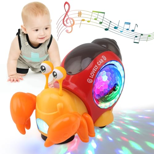 LEADSTAR Krabbe Baby Spielzeug ab 6 Monate - 3 Jahre, Tummy Time Toys Krabbe Baby Spielzeug, Automatisch Vermeiden Hindernis Musikalische Krabbelspielzeug Toy LED-Leuchten Geschenk Mädchen Jungen von LEADSTAR