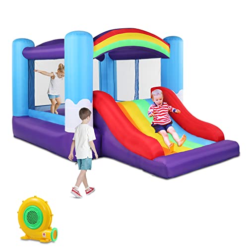 LEADZM Hüpfburg mit Gebläse, Hüpfburgen mit Rutsche, Geeignet für Kinder von 3–10 Jahren, Aufblasbares Schloss Indoor & Outdoor, 360x240x210cm von LEADZM