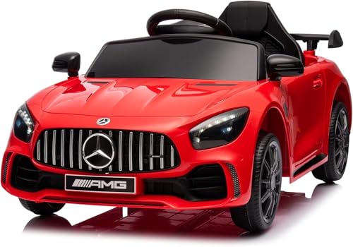 LEADZM Kinder Elektroauto Mercedes Benz AMG mit 12V Kinderauto Elektrisch 2,4G-Fernbedienung, Elektrofahrzeuge 2-türig mit MP3, Musik, Hupe, LED-Leuchten (Rot) von LEADZM