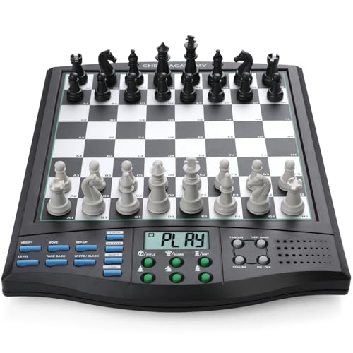 Elektronisches Schachbrett - Interaktives Strategie- und Sprachlehrsystem - Level Your Chess Up - Hochempfindliche Magnettafel & Teile - 1-2 Spieler - KI-Smart-Schach - Einfaches tragbares Reisen - von LEAFITOYS