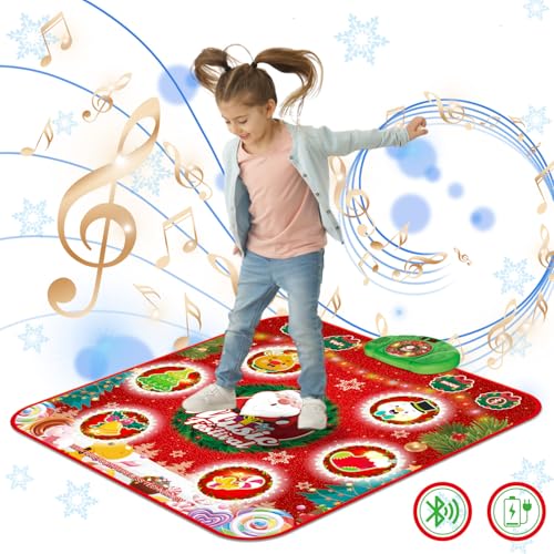 LEAPRCSTORE Tanzmatte Kinder Spielzeug, Musikmatte mit 6 Led-Leuchten, Drahtloser Bluetooth, 6 Spielmodi, Wiederaufladbare Batterie, Weihnachten Geburtstag Geschenke ab 4 5 6 7 8 9 10 11 12 von LEAPRCSTORE