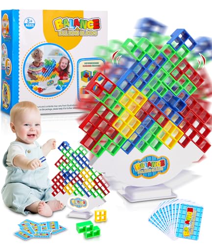 48PCS Balance-Spiel,Stapelspiel Spielzeug,22 Bausteinkarten,Kinder Stapelturm Holz,Tetris Balance Spielzeug Tower Game,Stapelblöcke Balancing Spiel Puzzlespiele-Geschenke für Jungen und Mädchen von LEAZZLE