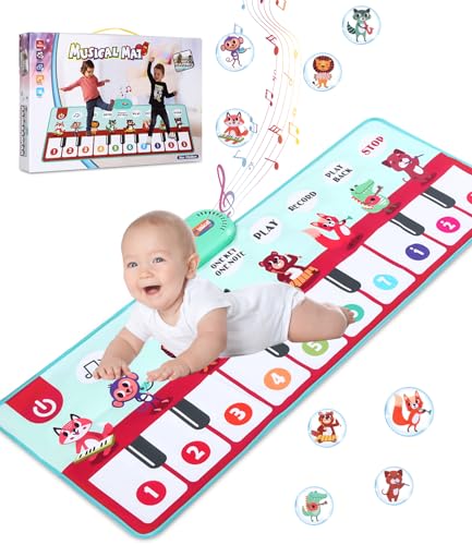 LEAZZLE Musikmatte für Kinder,Baby Spielzeug Musik Klaviermatte Tanzmatte Keyboard Kinder,Tanzmat Klaviermatte Lernspielzeug Geschenk,Geburtstag Mädchen Junge 2 3 4 Jahre,Weihnachts Geschenke 110X38cm von LEAZZLE