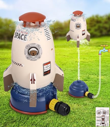 Rocket Kinder Wasserregner,Wasserspielzeug Garten,Rasensprenger Kinder,Wassersprühspielspielzeug Langlebiger lustiger Sprinkler Kinder Raketenform,Wasserspiel für Kinder Wasserspray Spielzeug von LEAZZLE