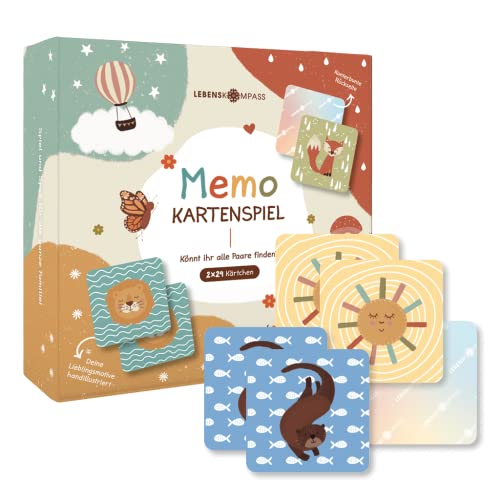 LEBENSKOMPASS Memo Spiel für Kinder Liebevolles Merkspiel ab 3 Jahren Lernspielzeug für Konzentration - 48 Karten von LEBENSKOMPASS