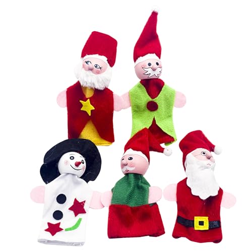 5 Stücke Weihnachts Fingerpuppen Santa Claus Schneemann Fingerpuppen Set Süß Kleinen Puppen Mehrfarbig Tierfiguren Fingerpuppe für Geburtstag Kinder Party Taufe Babyparty Weihnachten von LEBKFT