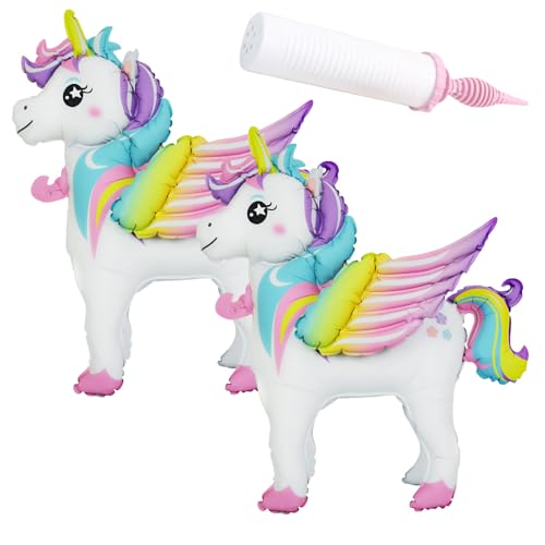 LEBKFT 2 Stück Einhorn-Luftballons, Geburtstagsballon-Set kommt mit aufblasbaren Aluminiumballons mit Flügeln für Geburtstagspartys und Themenparty-Dekorationsballons LEBKFT 2 Stück Einhorn-Luftballons, Geburtstagsballon-Set kommt mit aufblasbaren Aluminiumballons mit Flügeln für Geburtstagspartys und Themenparty-Dekorationsballons von LEBKFT