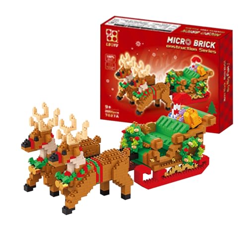 Mikro-Cartoon-Bausteine-Set Rentierschlitten Weihnachtsbauspielzeug DIY-Bausteine ​​ca. 2000 Stück pro Stück Geschenk für Erwachsene Teenager Kinder im Alter von 7-14+ Einzigartiges Wohnaccessoire von LEBKFT