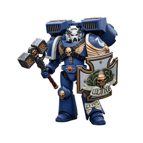 LEBOO JOYTOY Warhammer 40k Ultramarines Vanguard Veteran mit Donnerhammer und Sturmschild Maßstab 1:18 Actionfigur Joy Toy Figuren von LEBOO