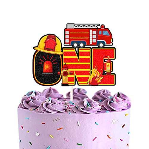 Feuerwehrauto One Cake Topper, Little Fireman 1. Geburtstag Kuchendekoration – Baby First Birthday Party Decor – Wild One Baby Shower First Anniversary von LECAKTO