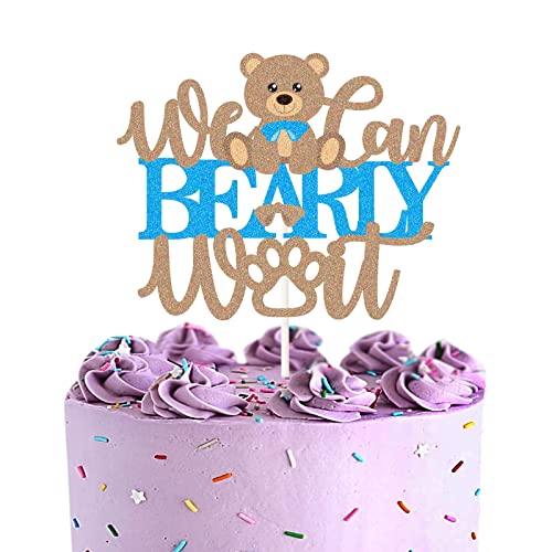 Kuchendekoration mit Aufschrift "We Can Bearly Wait", schönes Teddybär-Schild – Schwangere Geschlecht offenbart Kuchendekoration – Baby-Bär-Dusche, Kuchendekoration, Zubehör für Fotoautomaten-Requisiten von LECAKTO