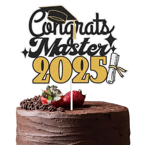 Tortenaufsatz "Congrats Master 2025", Mastered It Happy Master Degree Kuchendekoration, Congrats Grade Class of 2024, Party-Dekorationen (Gold) von LECAKTO