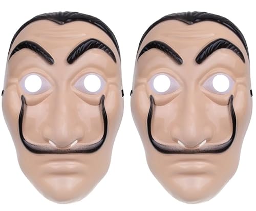 LEDABAO Money Heist Salvador Dali Cosplay Maske Realistische Film Prop Gesichtsmaske Halloween Dali(2 Pack) von LEDABAO