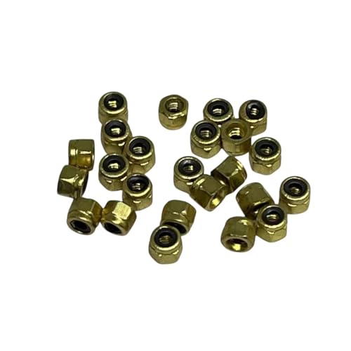 24 Pcs Leefai Gold Fingerboard Self Lock Nuts for Fingerboard Trucks-Upgraded Nylon Insert von LEEFAI