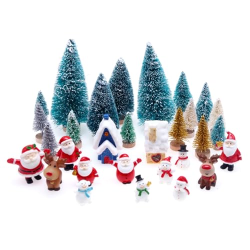 Kinder Puppenhaus Weihnachtsszene Ornamente Set Schneemänner Rentier Weihnachtsmann Kiefer Kleinkind Rollenspielzubehör Miniatur Weihnachtsschmuck Für Baum Weihnachten Miniatur Ornamente Set Harz von LEEINTO