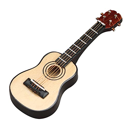 LEEINTO 1/12 Puppenhaus Gitarre Bass Musikinstrument Modell Für Zubehör Dekor Miniatur Retro Gitarre 1 12 Gitarre von LEEINTO