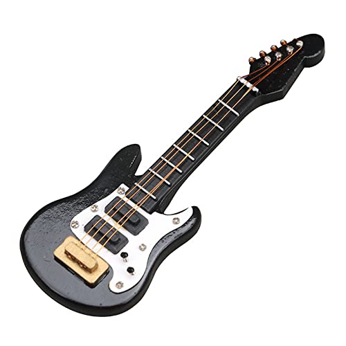 LEEINTO 1/12 Puppenhaus Gitarre Bass Musikinstrument Modell Für Zubehör Dekor Miniatur Retro Gitarre 1 12 Gitarre von LEEINTO