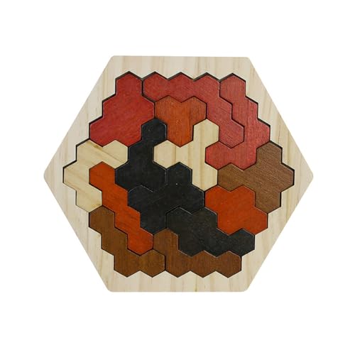 LEEINTO Holz Sechseck Puzzle Tangram Teaser Block Spielzeug Logik Spiel STEM Montessori Geschenk Für Kinder Erwachsene Alle Altersgruppen Holz Sechseck Puzzle von LEEINTO