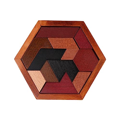 LEEINTO Holz Sechseck Puzzle Tangram Teaser Block Spielzeug Logik Spiel STEM Montessori Geschenk Für Kinder Erwachsene Alle Altersgruppen Holz Sechseck Puzzle von LEEINTO